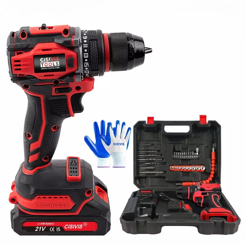 Cisivis 21V Cordless Impact Drill, Rechargeable Power Drill