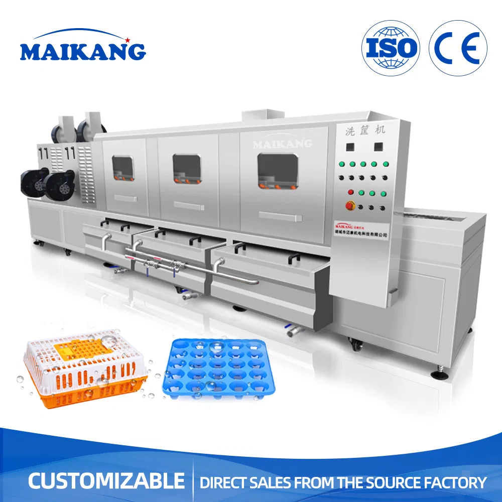 Fully Automatic Plastic Basket Tray Washing Equipment Poultry Pallet Crate Washer Bin Box Cleaning Machine for Vegetable Fruit Beer Meat Logistics