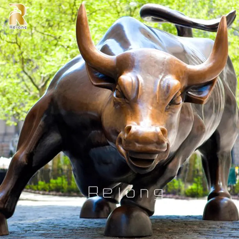 Large Bronze Charging Bull Sculpture
