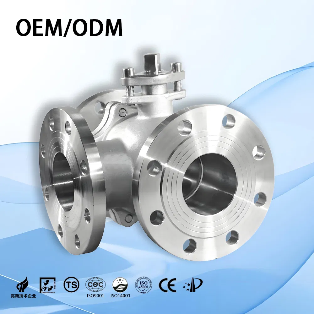 Pneumatic Actuated Stainless Steel Ball Valve, 2 Way/3 Way, Flange Connection for Water Treatment Plants