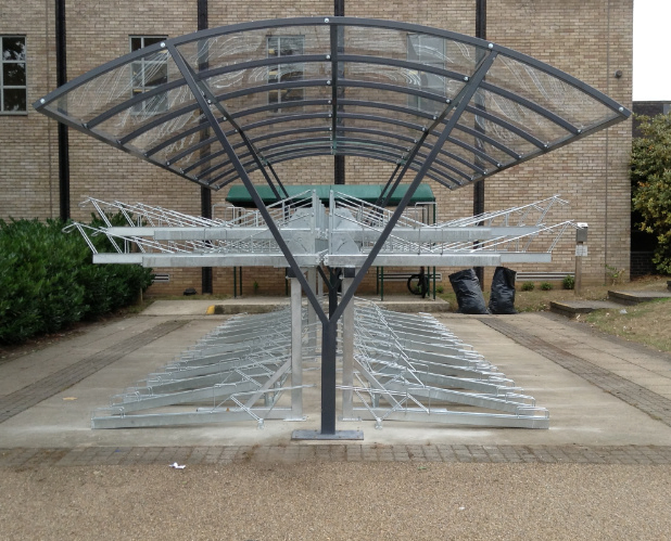 Double Decker Bicycle Display Rack with Bike Shelters Shed Rack