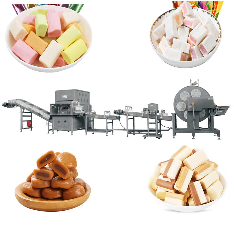 Toffees and Eclairs Forming with Servo Motor / Cooling Drum / Automatic Candy Making Machine