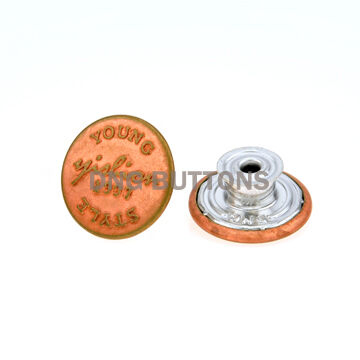Embossed Logo Orange Red Copper Fashion Eco-Friends Decorative Metal Jeans Buttons