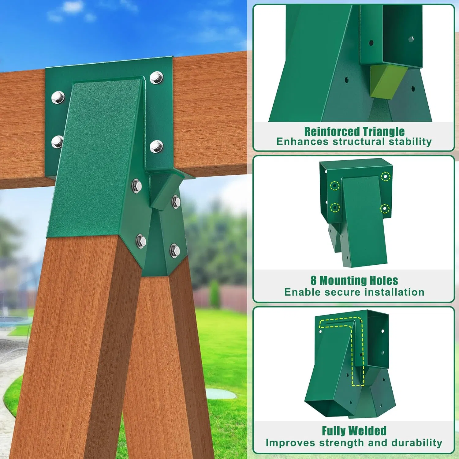 Heavy Duty A-Frame Swing Set Middle Bracket Kit for 4X4 Legs and 4X6 Top Beam