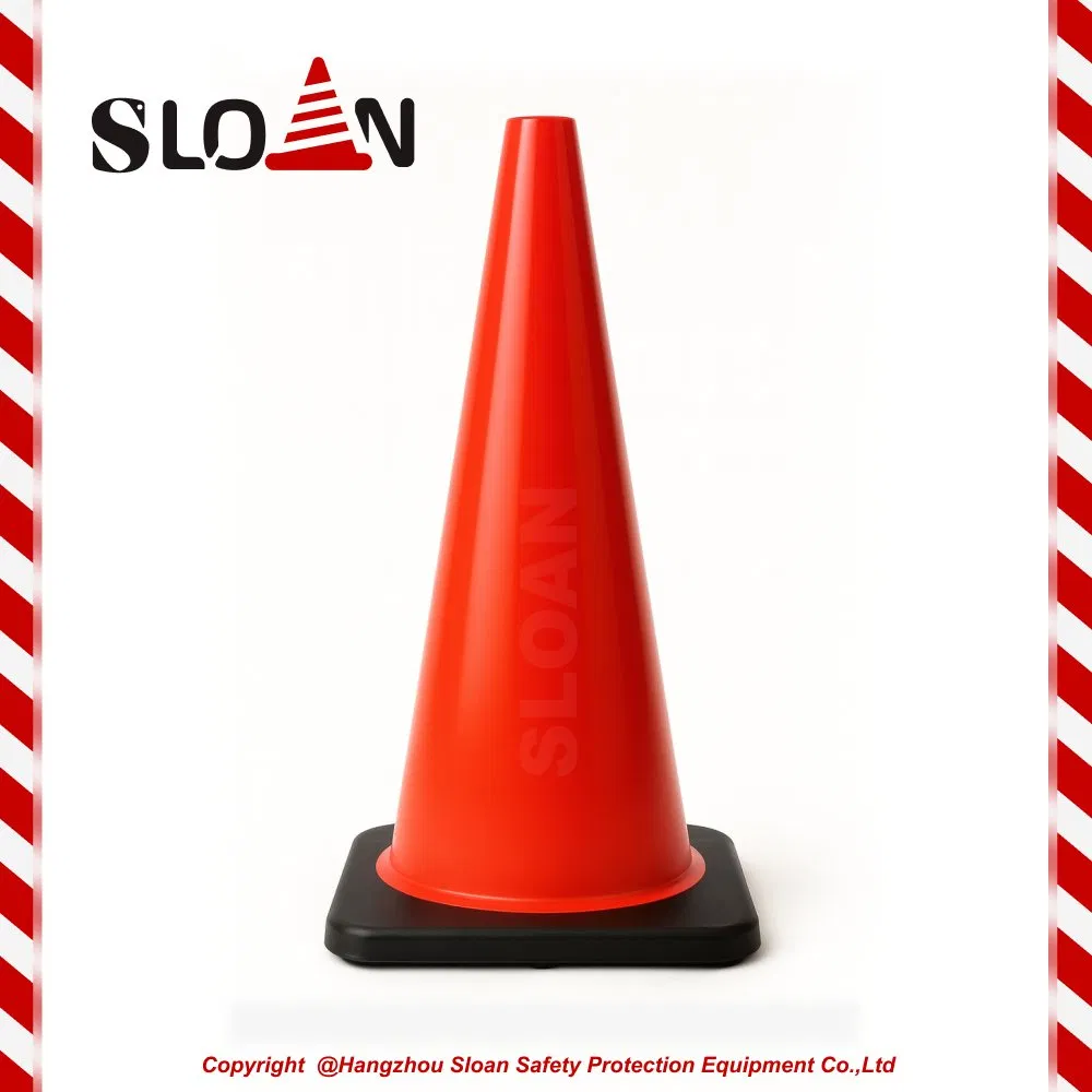 Durable 70cm 28 Inch PVC Traffic Cone with Heavy Black Base for Road Safety Use