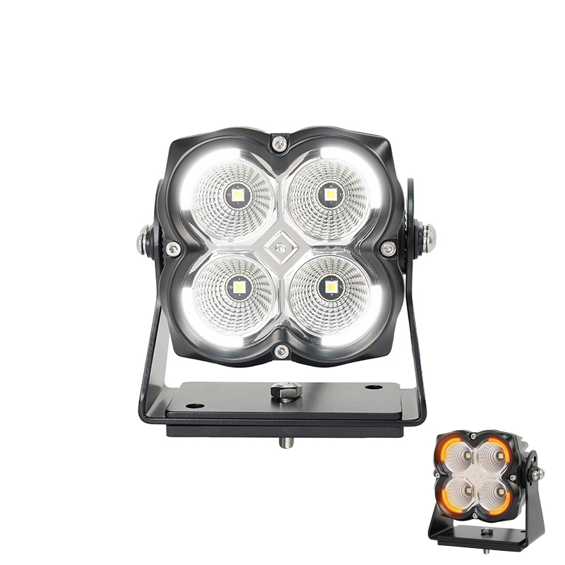 High Power 80W 4inch Heavy Duty LED Flood Light with Red Tail Light for Pickup 4WD Mining Trucks