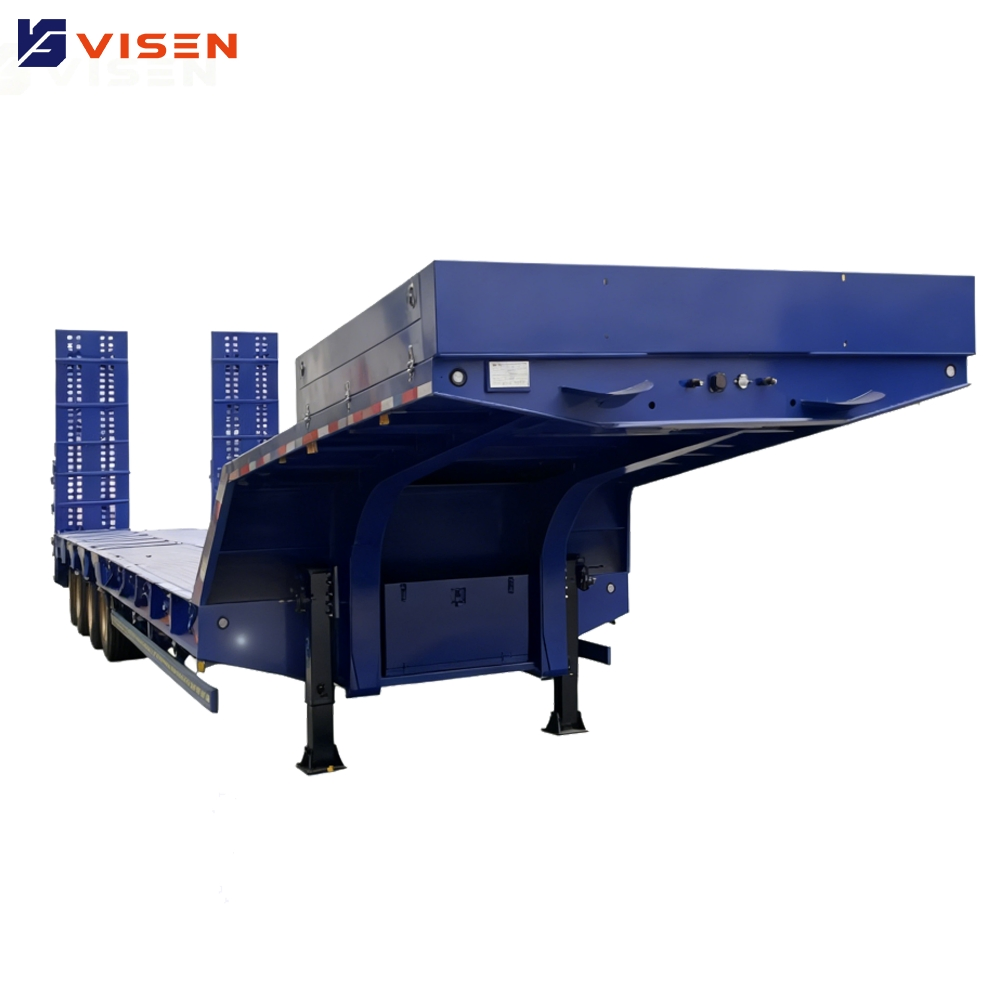 30t-120t Excavator Semi-Trailer 3 Axel Low-Bed Trailer Made of Steel