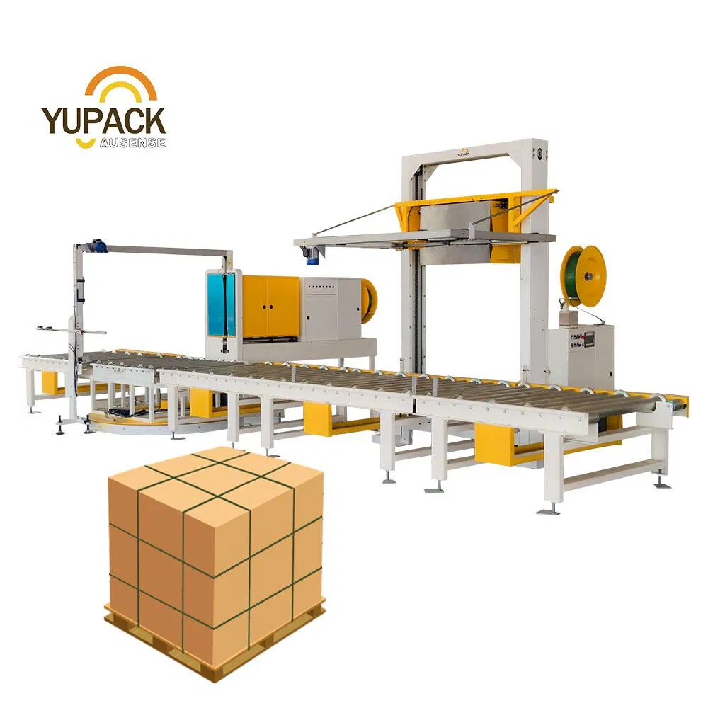 PP/Pet Kit Banding Strapper Fully Automatic Pallet Strapping Machine with Conveyor