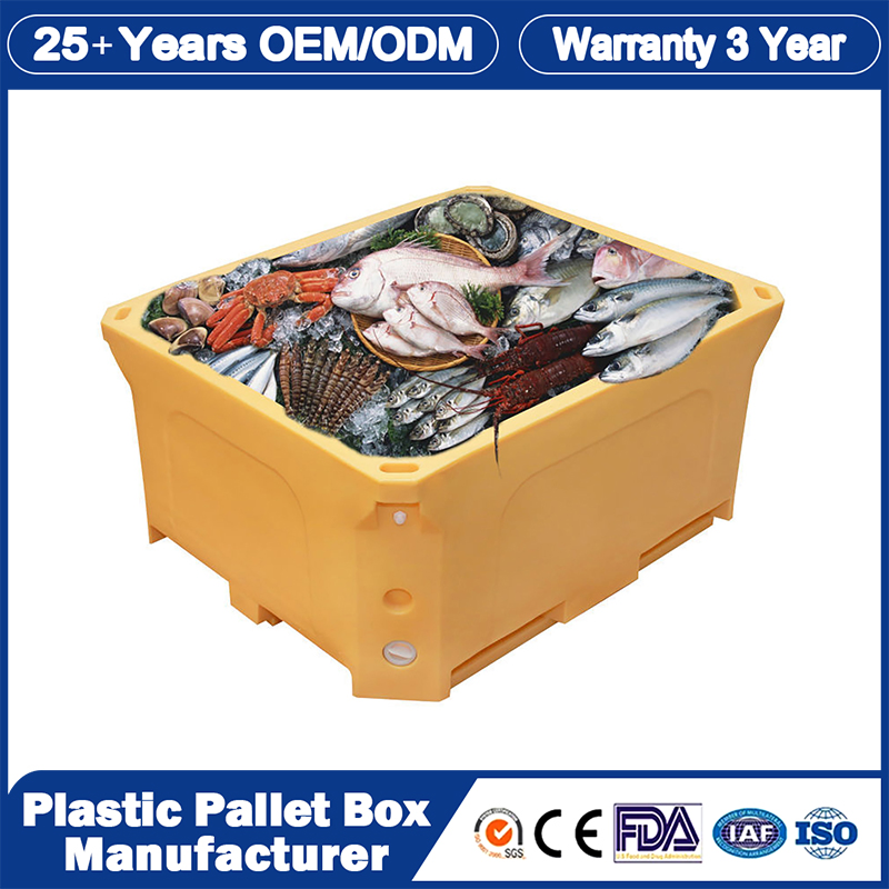 Heavy Duty Industrial Storage Auto/Machine Parts Large Stackable Collapsible/Foldable Plastic Insulated Fish Cooler Sleeve Pallet Box